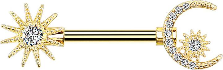 Produktbild Acha Direct Barbell vergoldet Mond und Sonne (Messing, Chirurgenstahl 316L)