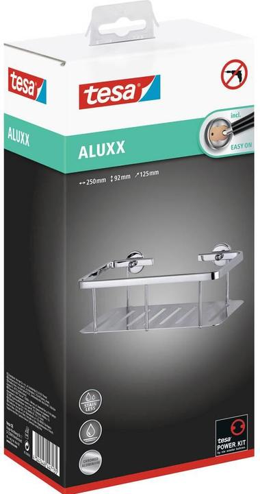 Produktbild tesa ALUXX Duschkorb inkl. Klebelösung ohne Bohren (9 x 13 x 26.5 cm)