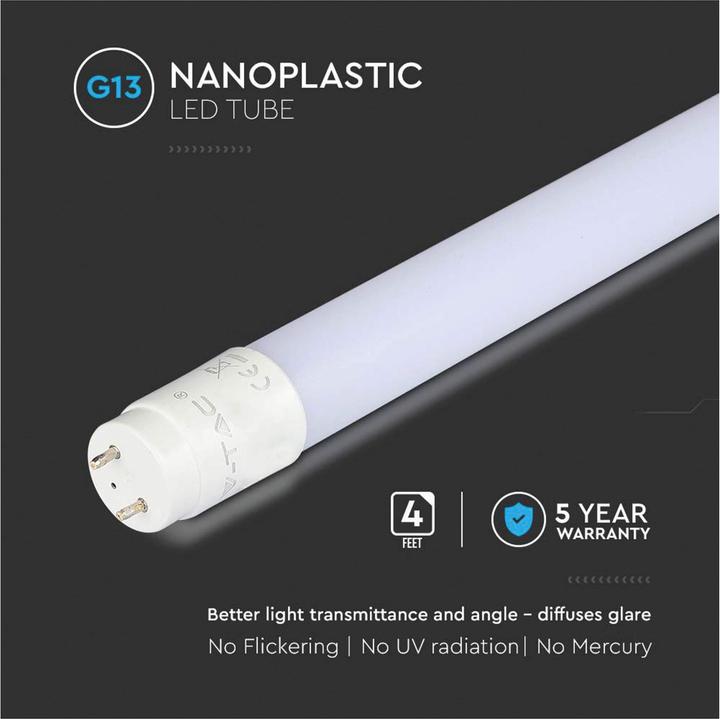 Image du produit V-TAC VT121 Tube LED SAMSUNG Chip 120cm 18W G13 Nano plastique 4000K (G13, 18 W, 1850 lm, 1 x, F)