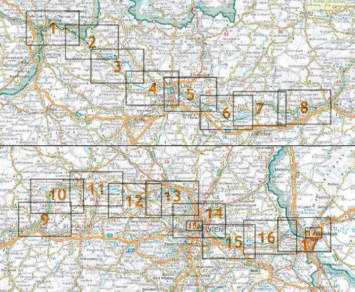 Produktbild Donauradweg, Passau - Wien - Bratislava, Radatlas 1:125.000