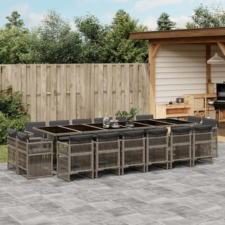 Image du produit VidaXL Salon de jardin 17 pièces avec coussins Gris Poly Rattan (330 cm)