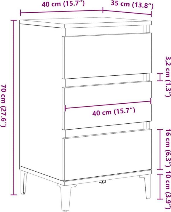 Produktbild VidaXL Nachttisch (35 x 70 cm)