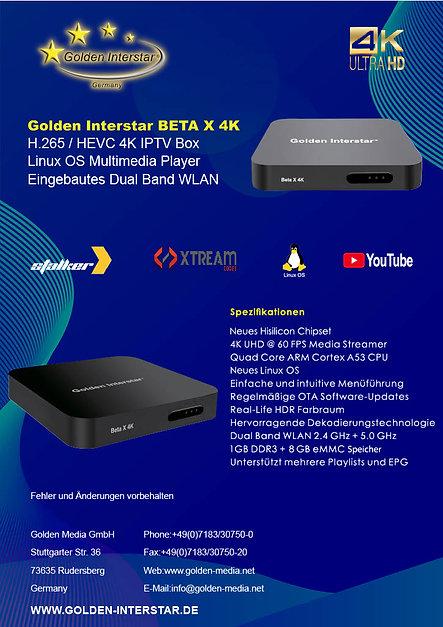Produktbild Golden Interstar Beta X 4K UHD Linux - Set Top Box (8 GB, Linux)