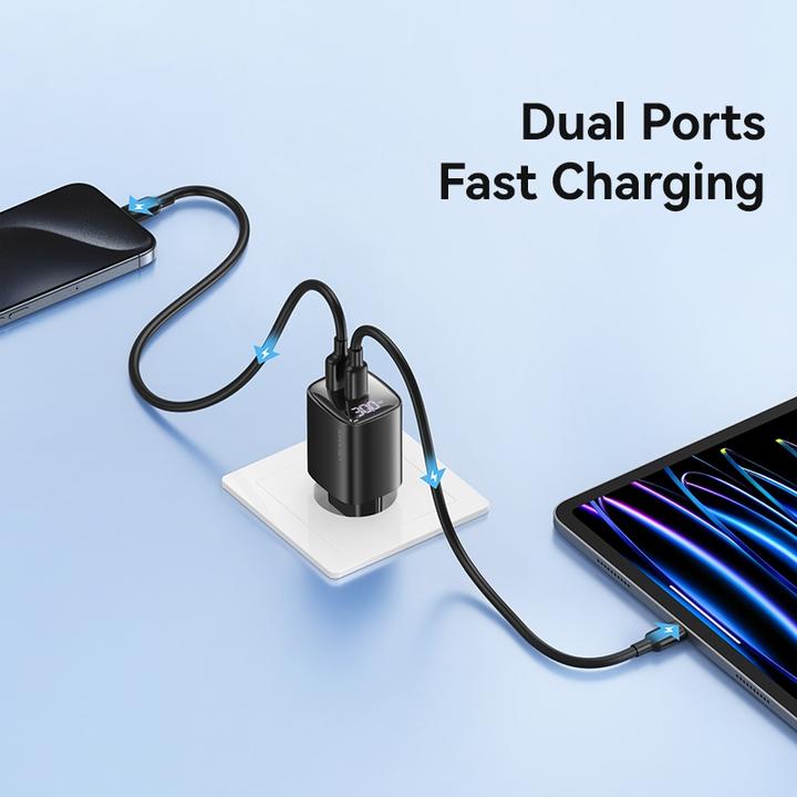 Produktbild Usams Ład. siec. CC229 30W GaN USB-C/USB-A Fast Charging XC Series czarny/black CC229TC01 (30 W)