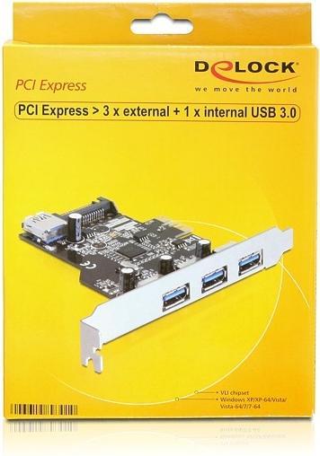 Actual product image Delock PCIe USB 3.0 3x external 1x internal LP SATA Power VIA