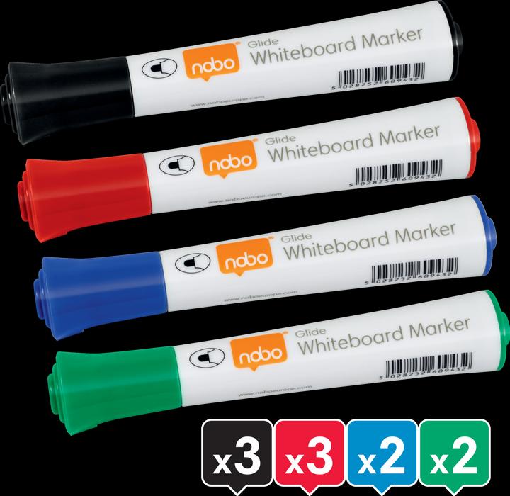 Produktbild Nobo Glide Boardmarker (Schwarz, Rot, Blau, Grün, 2 mm, 10 x)