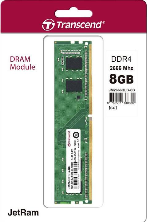 Produktbild Transcend JetRAM DDR4 (1 x 8GB, 2666 MHz, DDR4-RAM, DIMM)