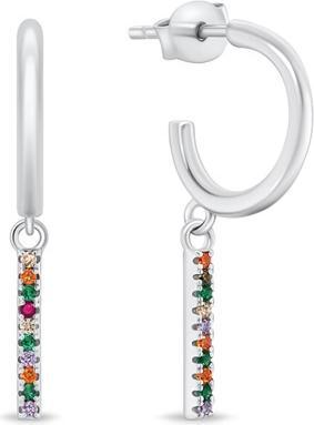 Brilio Silver - Beautiful silver earrings with colored zircons EA893W