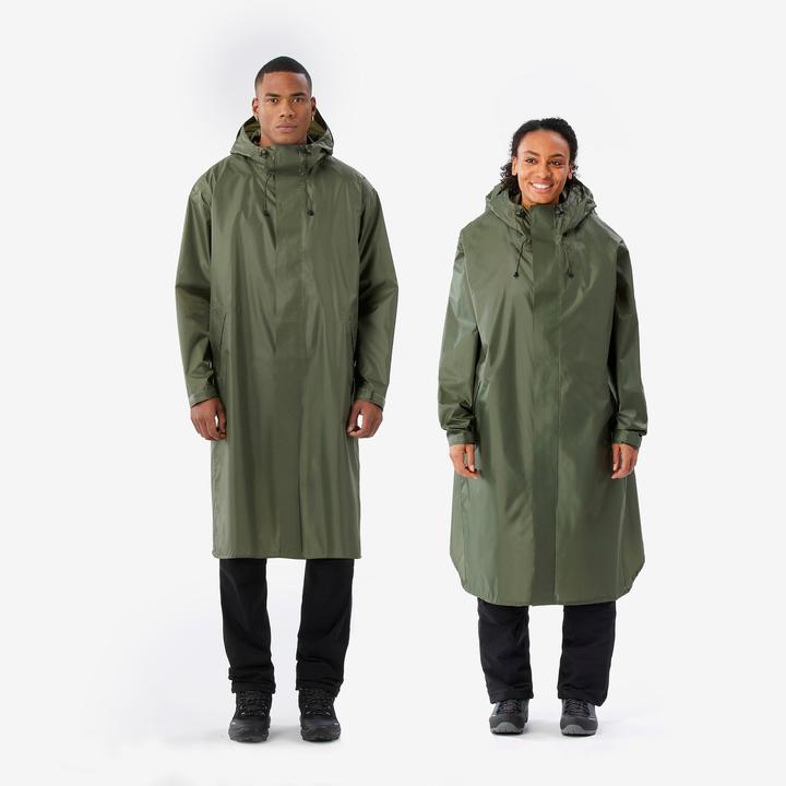 Forclaz Poncho Regencape anpassbar max. 75 l Wandern - MT900 2.0 khaki (S/M)