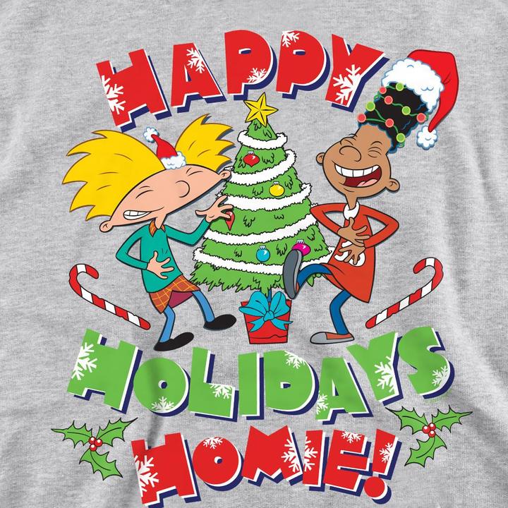 Actual product image Hey Arnold! Unisex Adult Happy Holidays Homie! Arnold & Gerald Christmas Sweatshirt (XL)