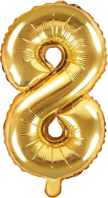 Produktbild Partydeco Zahlenballon 8 Alu Gold 35cm (1 x)