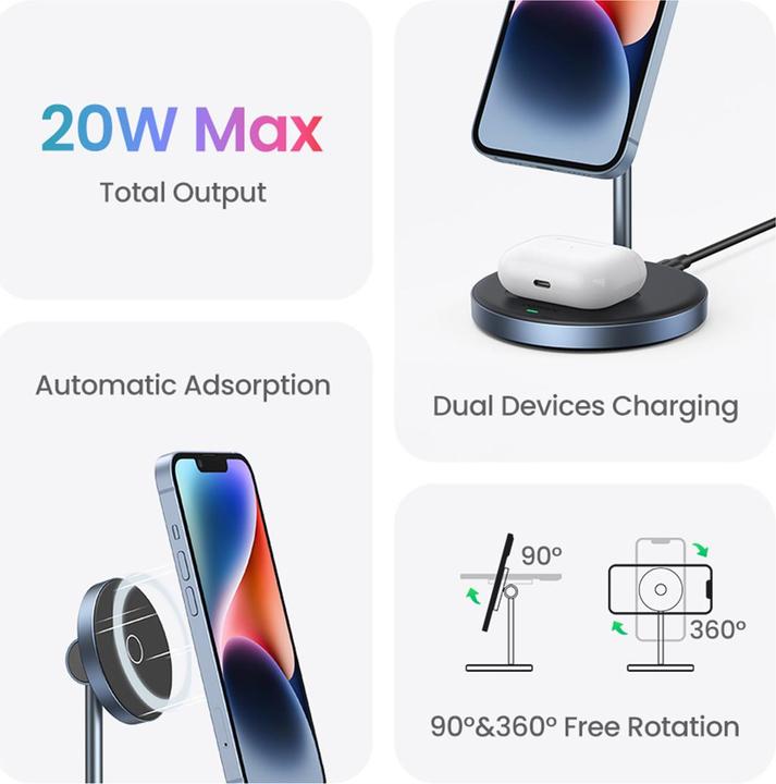 Image du produit Ugreen Chargeur sans fil 2en1 90668 (20 W)