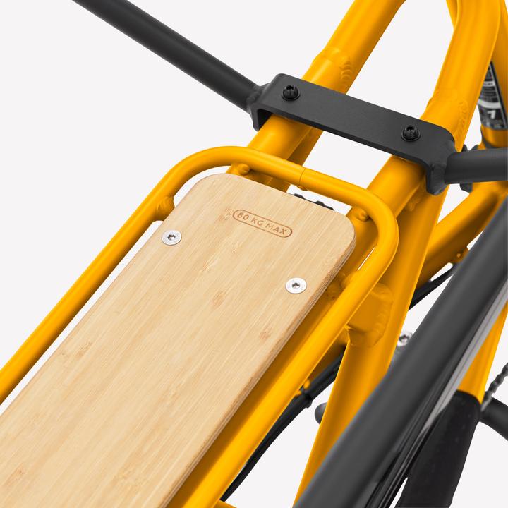 Actual product image Btwin E-cargo bike Cargobike R500E Longtail V2 yellow (44 cm)