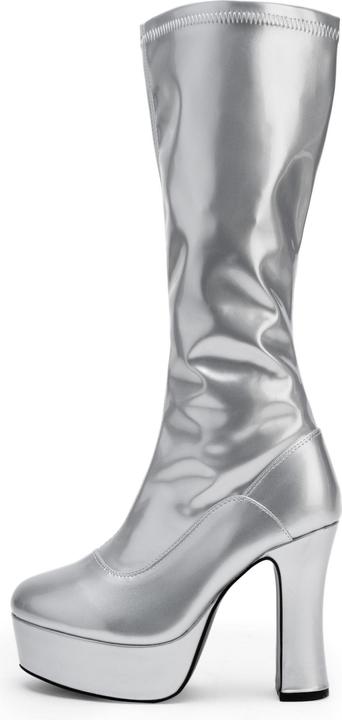 Pleaser Plateau Stiefel mit Reissverschluss silber