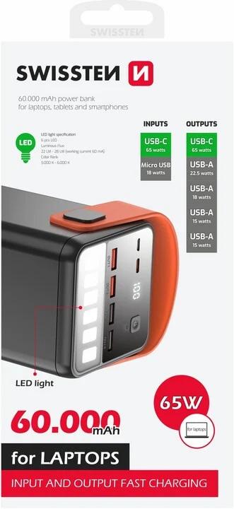Actual product image Swissten Power Line (60000 mAh, 65 W, 222 Wh)