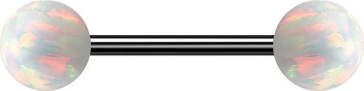 Produktbild Star Piercing Micro Barbell schwarz mit zwei Kugeln Opal weiss (Chirurgenstahl 316L, ohne Messing)