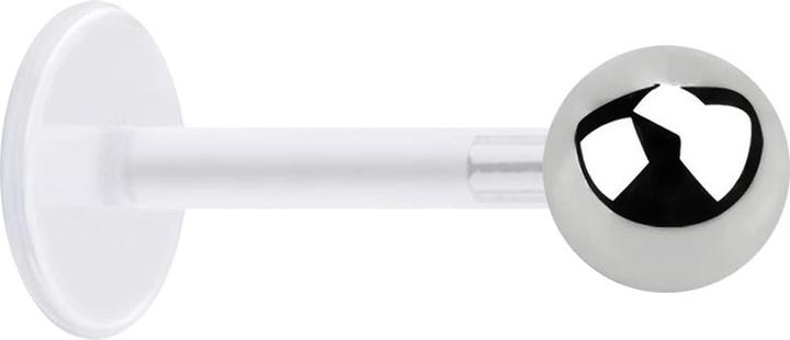 Actual product image Star Piercing Micro Labret transparent with ball silver (without brass, Surgical steel 316L, Bioflex)