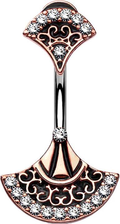 Star Piercing Banane rosegold doppelter Tribal Fächer (Chirurgenstahl 316L, Messing)