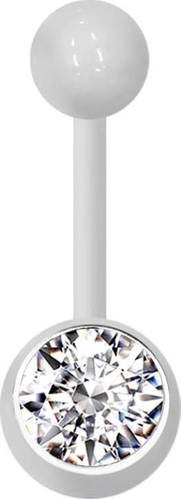Immagine prodotto Star Piercing Banana bianca con sfera e cristallo argento (Acrilico, senza ottone)