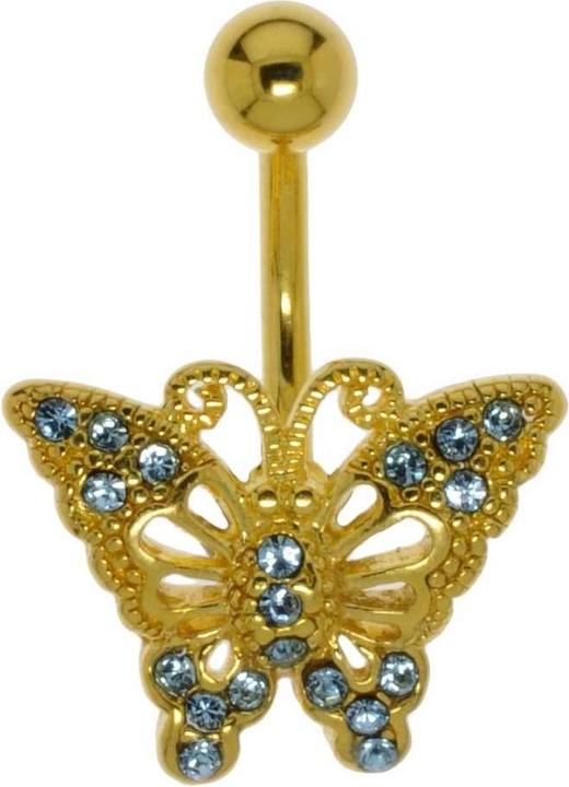 Bijouteria Bauchpiercing (PVD Beschichtung (goldfarbig), Messing, Chirurgenstahl 316L, Kristall)