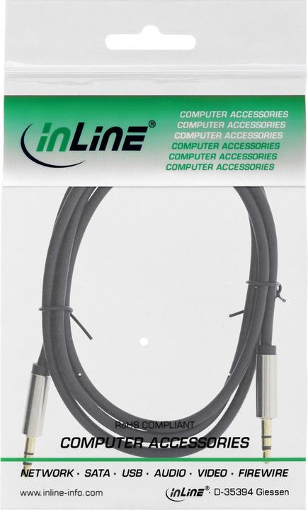 Produktbild InLine Slim Audio Kabel Klinke 3 (1 m, 3.5mm Klinke (AUX))