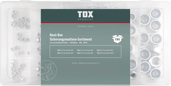 Actual product image Tox Basic Box Locknuts - Assortment 195 pcs. (M4, M5, M6, M8, M3, M10)