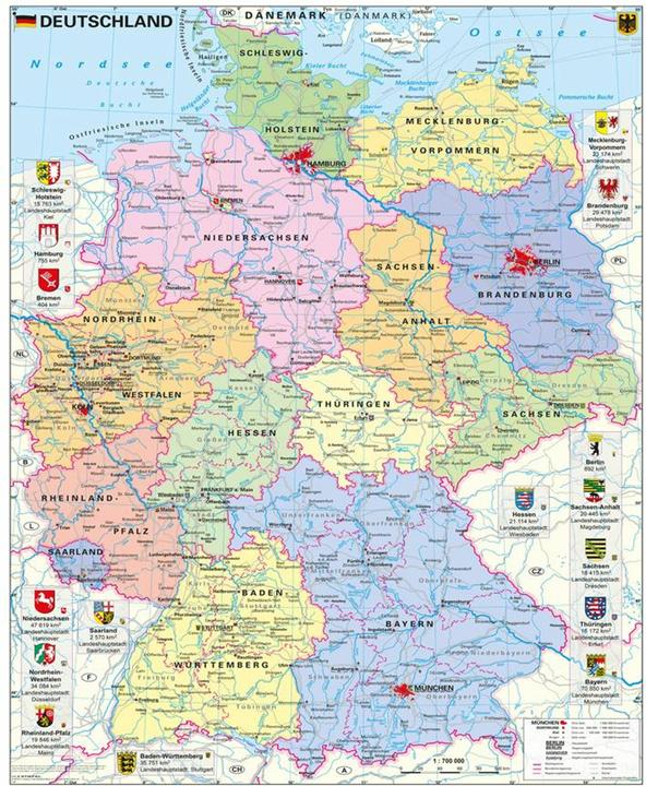 Produktbild Deutschland politisch mit Wappen 1 : 700.000 700000