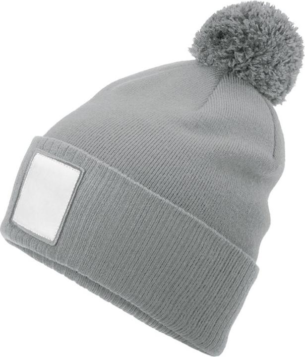 Actual product image Beechfield Pom Pom Appliqué Patch Beanie