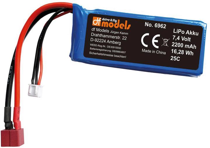 DF-Models LiPo battery 7.4 Volt - 2200mAh - 16 28 Wh (7.40 V, 2200 mAh)