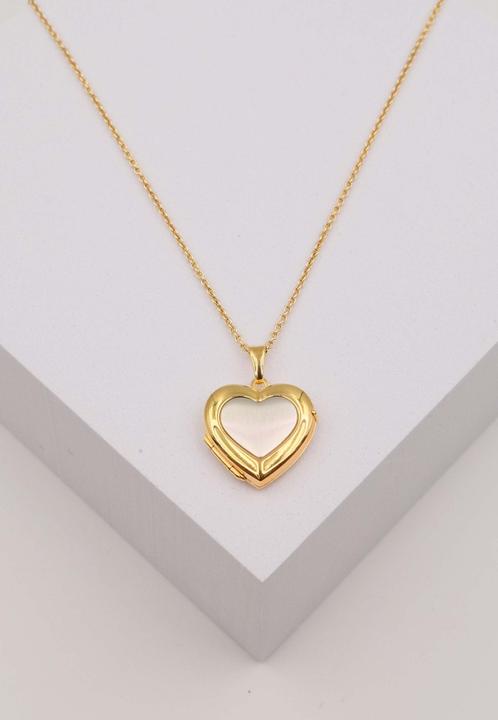 Immagine prodotto Muau Ciondolo medaglione bicolore oro giallo/bianco 750 cuore 23x18 mm (750, Oro giallo 18 carati, Oro bianco)