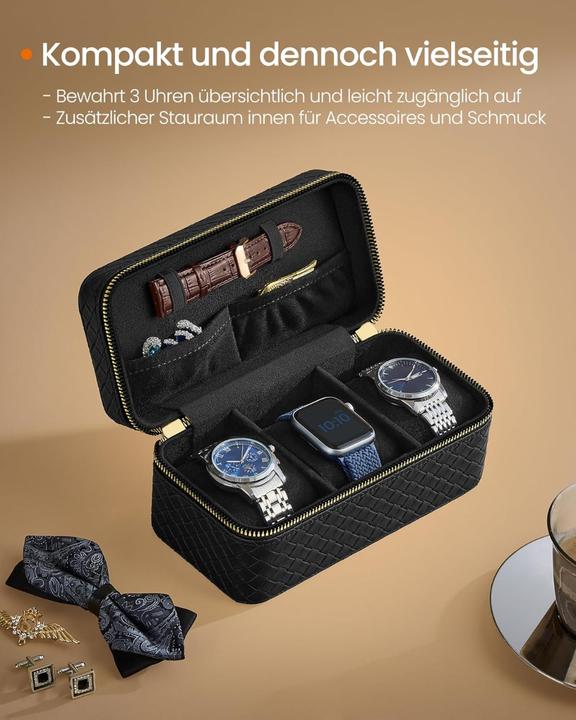 Produktbild Songmics Uhren Aufbewahrung Box für 3 Uhren Schwarz