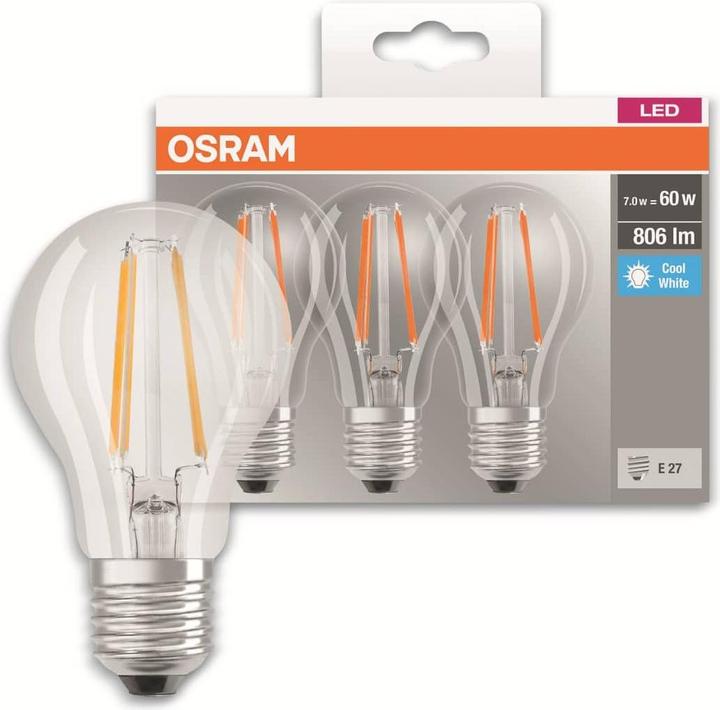 Actual product image Osram Base Classic A (E27, 7 W, 806 lm, 3 x, E)