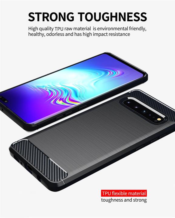 Immagine prodotto Cadorabo TPU Ultra sottile in acciaio inossidabile al carbonio Combi Cover (Samsung Galaxy S10 5G)