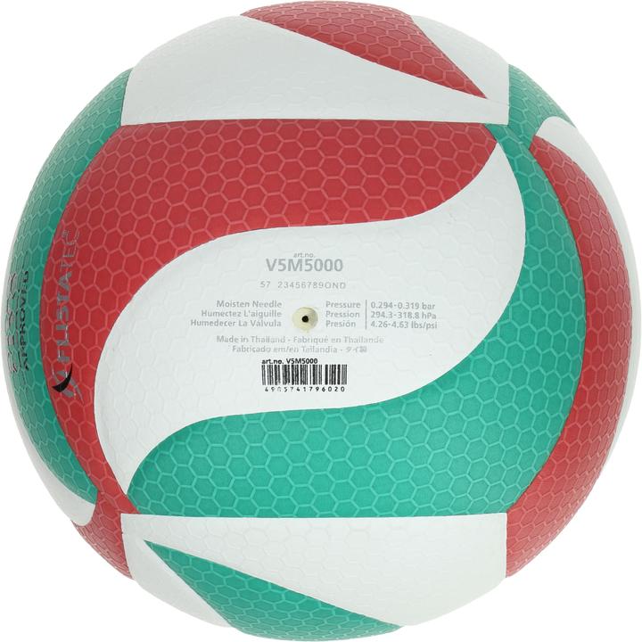 Molten Europe Volleyball Flistatec (Grösse: 5, Farbe: 001 weiss/rot/grün) (5)