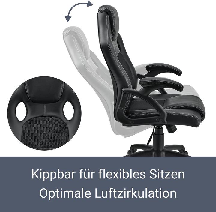 Produktbild Juskys Racing Schreibtischstuhl Montreal in Schwarz