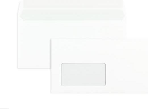 Produktbild Blanke Briefumschläge DINlang 80g/qm haftklebend Fenster VE=1000 Stück weiss (110 x 220 mm, 1000 x)