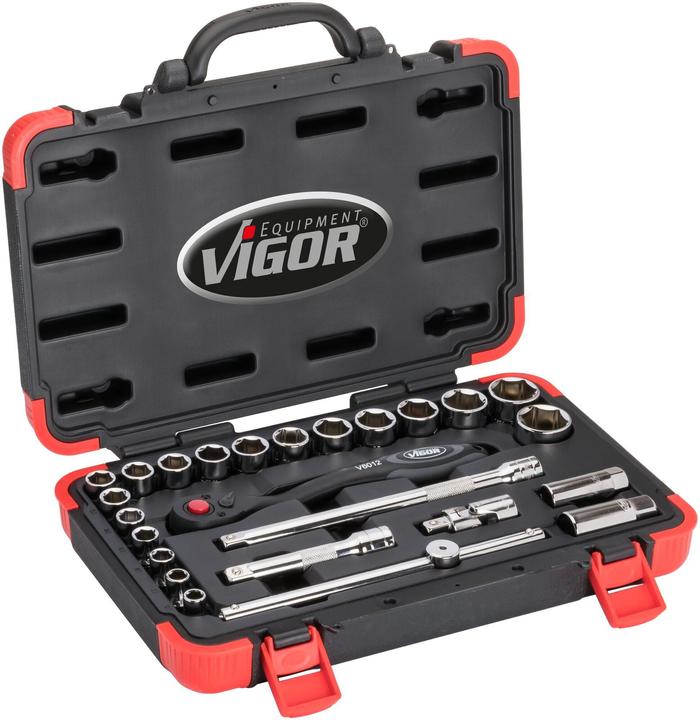 Vigor 1/2 Zoll Steckschlüsel-Satz V2460N 25-tlg. (26 mm, 27 mm, 32 mm, 17 mm, 28 mm, 29 mm, 18 mm, 19 mm, 24 mm, 31 mm, 12 mm, 30 mm, 10  mm, 13 mm, 15 mm, 21 mm, 22 mm, 14 mm, 25 mm, 16 mm, 20 mm, 23 mm, 11 mm)