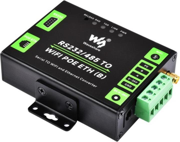 Produktbild WaveShare Industrieller serieller Server RS232/485 zu WiFi oder Ethernet PoE (B)