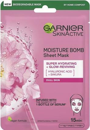 Actual product image Garnier Moisturising textile mask to brighten brightness Sakura Skin Natura l with Hydra Bomb
