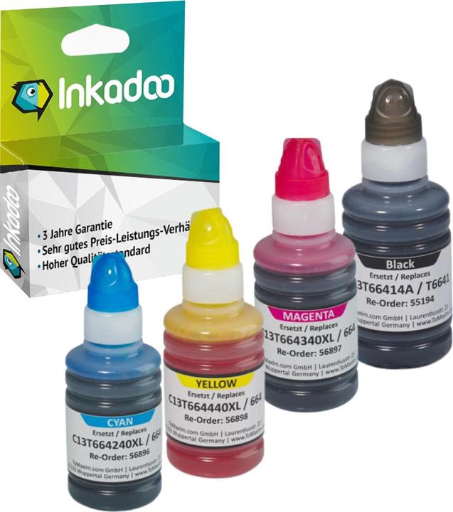 Immagine prodotto Inkadoo Druckerpatronen kompatibel mit Epson C13T664440 / 664 XL Tintenpatrone (M, FC, C, Y)