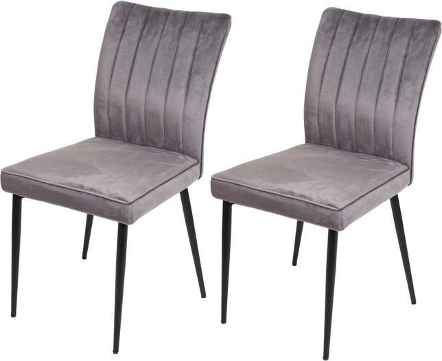 Produktbild Mendler 2er-Set Esszimmerstuhl HWC-K16, Samt Metall - dunkelgrau