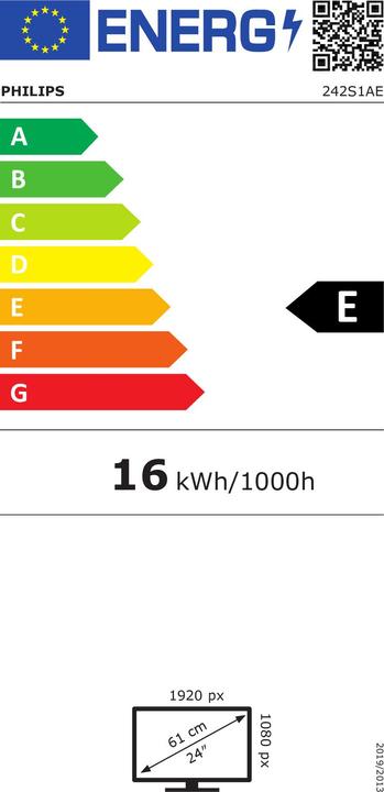 Label énergétique Philips 242S1AE/00 (1920 x 1080 pixels, 23.80")