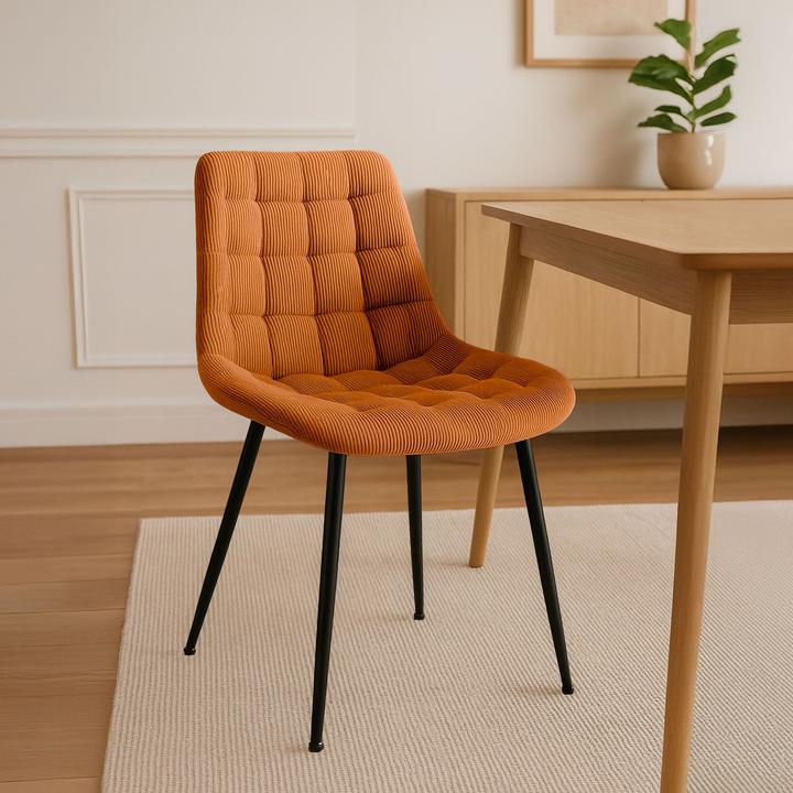 Image du produit CLP Chaise de salle à manger Sardna revêtement velours côtelé rembourré avec dossier