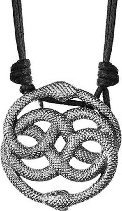 Star Piercing Halskette schwarz Anhänger silber zwei Schlangen (Messing)