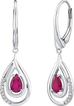 Silvego Luxury silver earrings with rubies and zircons FWE10130R