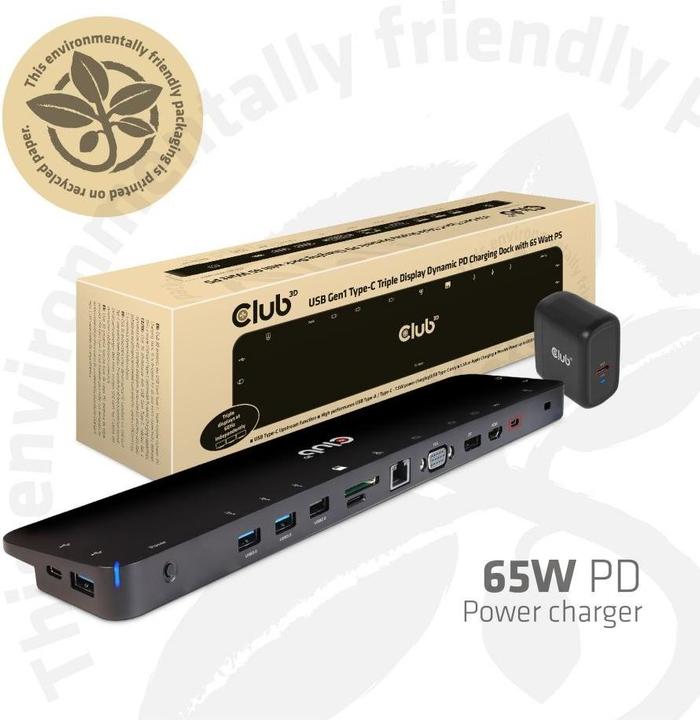 Actual product image Club 3D Triple Display Dynamic (Docking port (proprietary), 3 Ports)