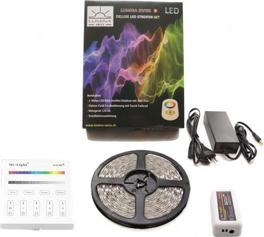 Lumina Swiss Kit de bandes LED multicolores+ (RVBW) 5m Premium Outdoor Smartpanel (Blanc froid, 500 cm, Extérieur)