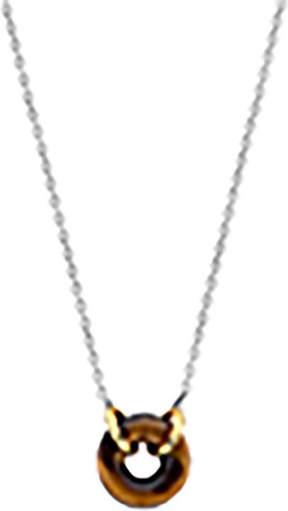 Ti Sento Milano Collier Tigerauge farbender Stein bicolor vergoldet 3971TE/42 (925 Sterling Silber, 48 cm)