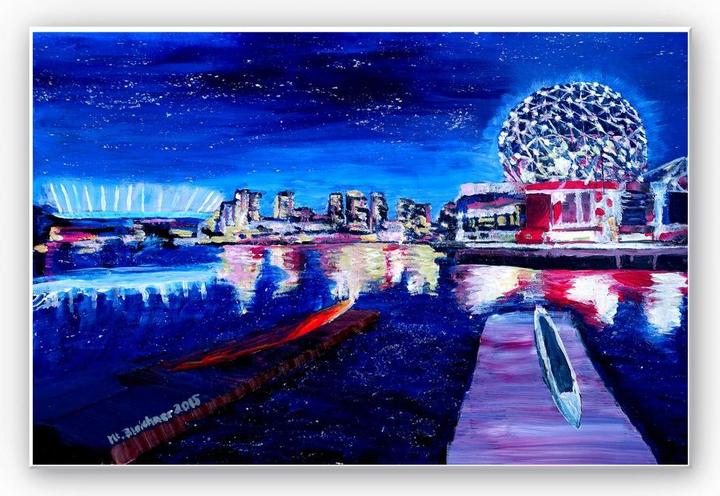 Produktbild Trenddeko Bleichner - Vancouver bei Nacht (100 x 70 cm)