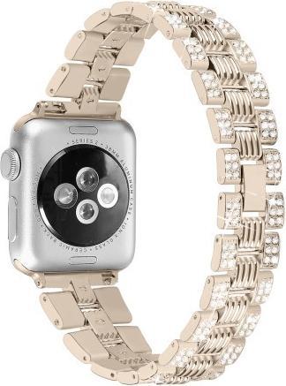 Immagine prodotto Cover-Discount Apple Watch 42/44/45mm - Acciaio inossidabile con strass Bracciale oro (44 mm, 45 mm, 42 mm, Acciaio inossidabile)